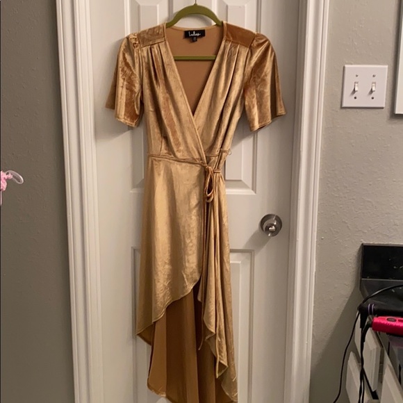 Lulus Dresses & Skirts - Lulu’s Gold Velvet hi-low Dress